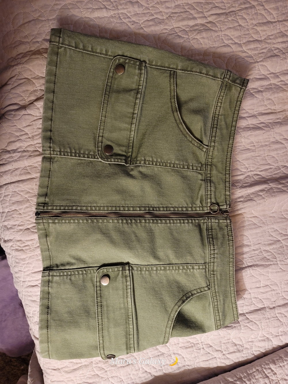 No Boundaries Olive Green Zip Cargo Mini Skirt
